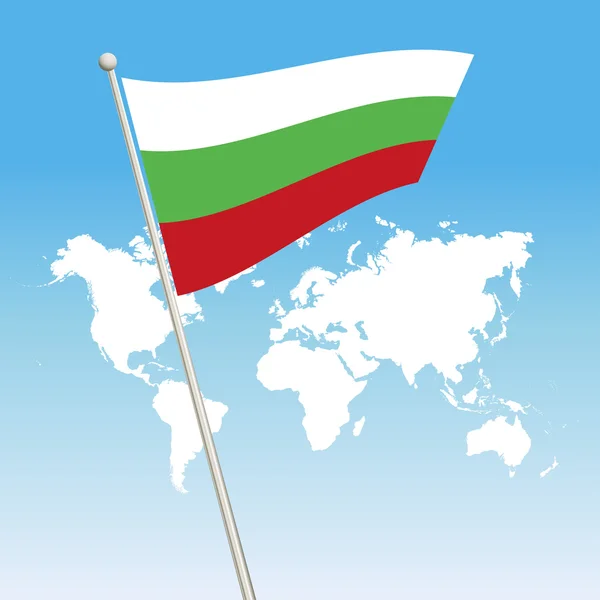 Vlající vlajky Bulharsko upevnění na stožár — Stockový vektor