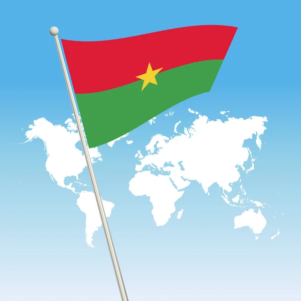 Ondeando Burkina Faso Bandera sujeta en un asta de la bandera — Vector de stock