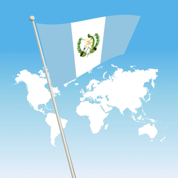 Machać flaga Gwatemali zapiąć na masztem — Wektor stockowy