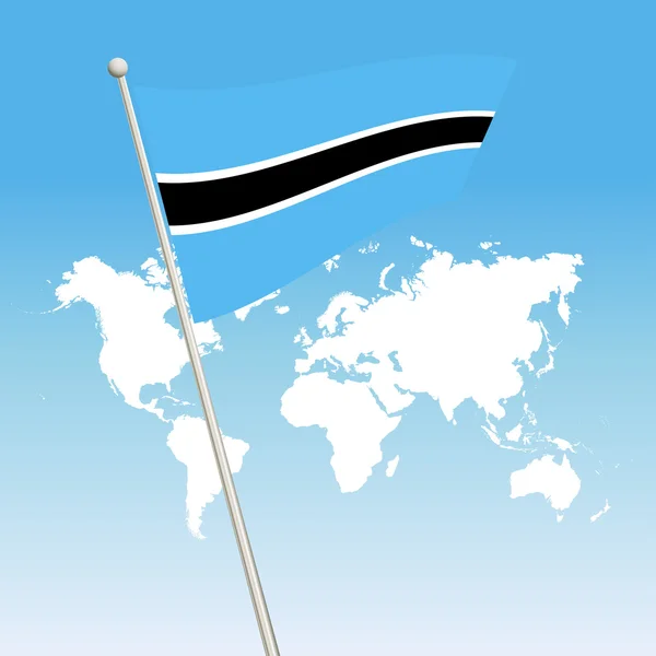 Viftande Botswana flagga fäst på en flaggstång — Stock vektor