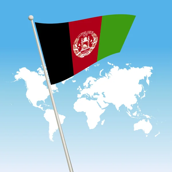 Κυματίζοντας σημαιών του Αφγανιστάν στερεώσετε σε ένα κοντάρι σημαίας — Διανυσματικό Αρχείο