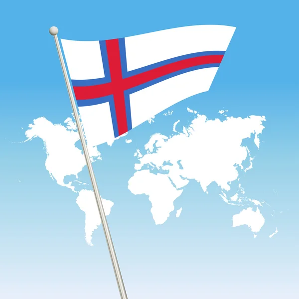 Sventolando Faroe Islands Flag fissare su un pennone — Vettoriale Stock