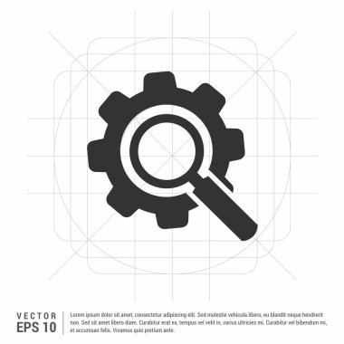 Büyüteç cam dişli simgesiyle
