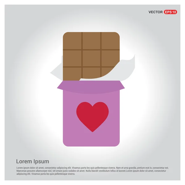 Barra de chocolate con símbolo del corazón — Vector de stock