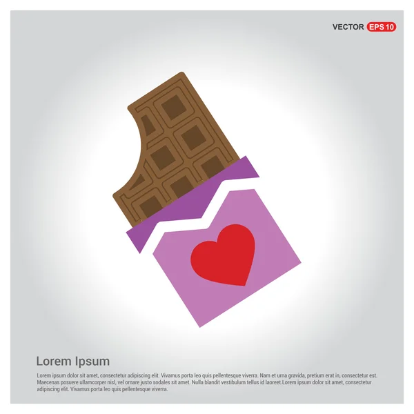 Barra de chocolate con símbolo del corazón — Vector de stock