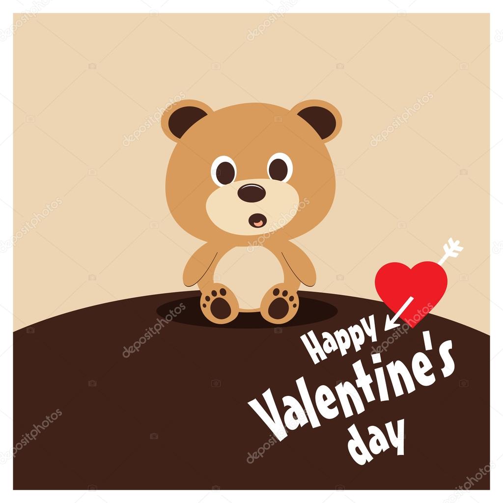 Sfondo San Valentino con orsacchiotto — Vettoriale Stock