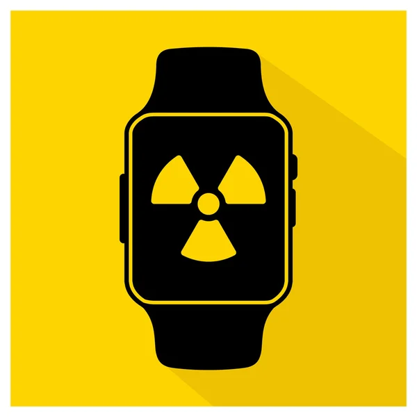 Icône montre intelligente avec signe radioactif — Image vectorielle