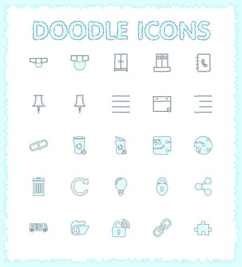 Doodle web ve mobil Icon set.