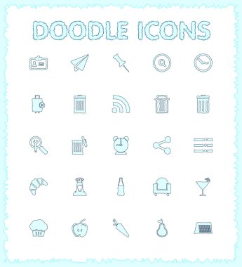 Doodle web ve mobil Icon set.