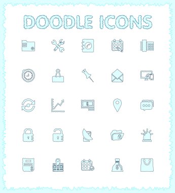 Doodle web ve mobil Icon set.