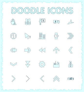 Doodle web ve mobil Icon set.