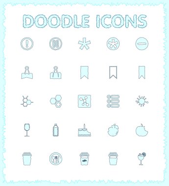 Doodle web ve mobil Icon set.