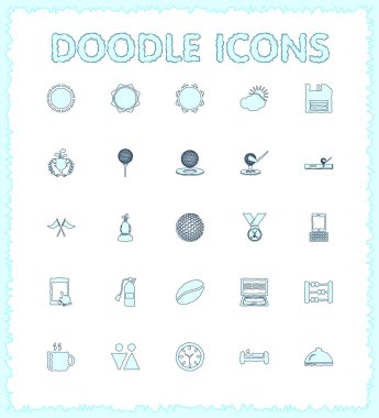 Doodle web ve mobil Icon set.
