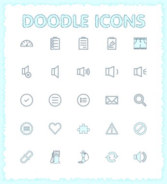 Doodle web ve mobil Icon set.