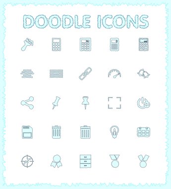 Doodle web ve mobil Icon set.