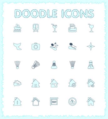 Doodle web ve mobil Icon set.