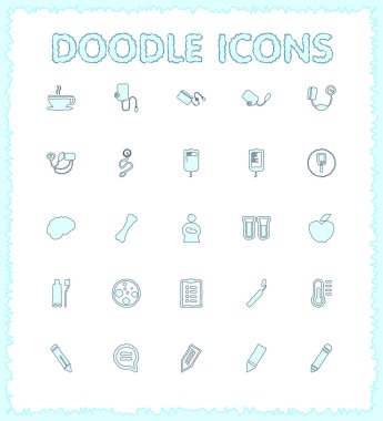 Doodle web ve mobil Icon set.