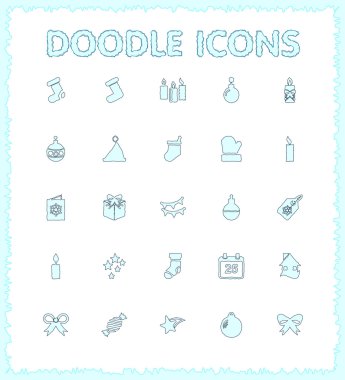 Doodle web ve mobil Icon set.