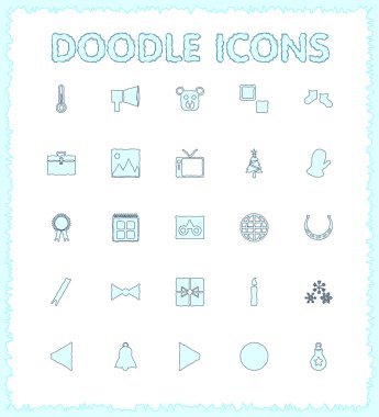 Doodle web ve mobil Icon set.