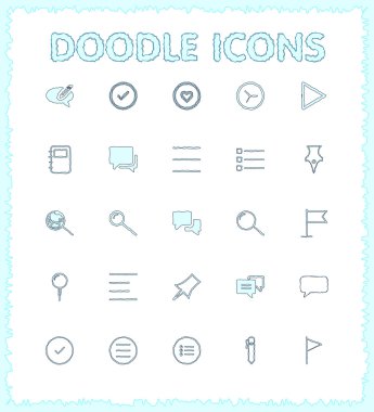 Doodle web ve mobil Icon set.