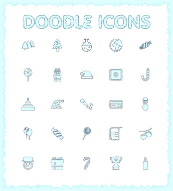Doodle web ve mobil Icon set.