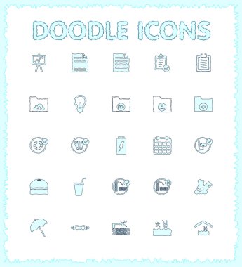 Doodle web ve mobil Icon set.