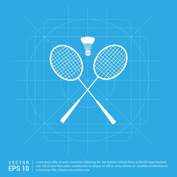 Badminton rackets and shuttlecock icon — Stock Vector