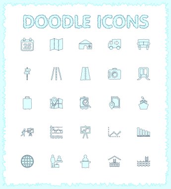Doodle web ve mobil Icon set.