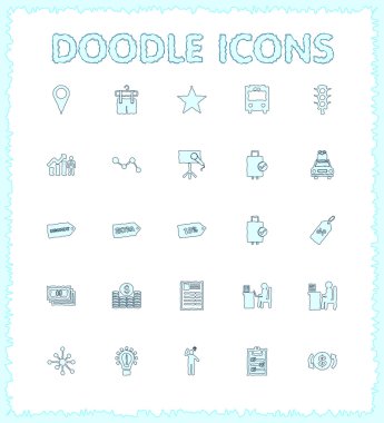 Doodle web ve mobil Icon set.