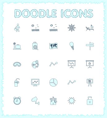 Doodle web ve mobil Icon set.