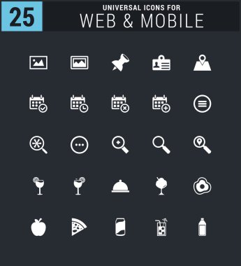 25 Evrensel ağ ve mobil simge seti.