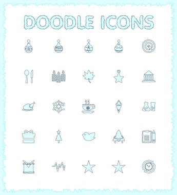 Doodle web ve mobil Icon set.