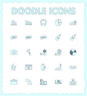 Doodle web ve mobil Icon set.