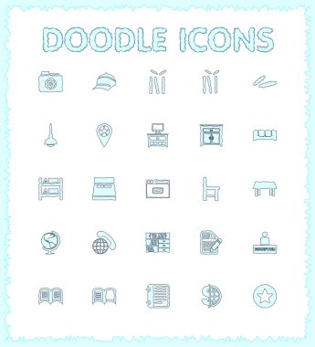 Doodle web ve mobil Icon set.