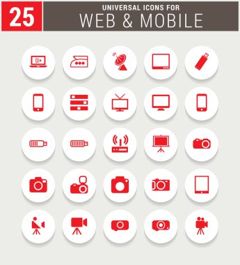 25 Evrensel ağ ve mobil simge seti.
