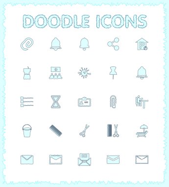 Doodle web ve mobil Icon set.