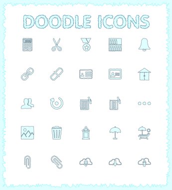 Doodle web ve mobil Icon set.