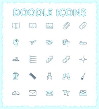 Doodle web ve mobil Icon set.
