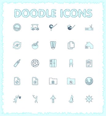Doodle web ve mobil Icon set.