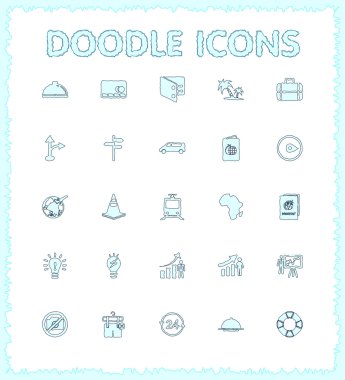 Doodle web ve mobil Icon set.