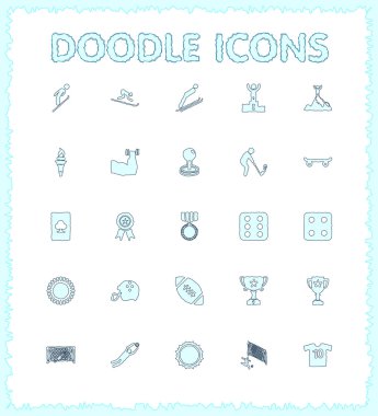 Doodle web ve mobil Icon set.