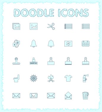Doodle web ve mobil Icon set.
