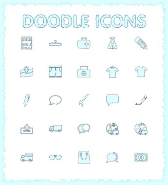 Doodle web ve mobil Icon set.