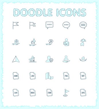 Doodle web ve mobil Icon set.
