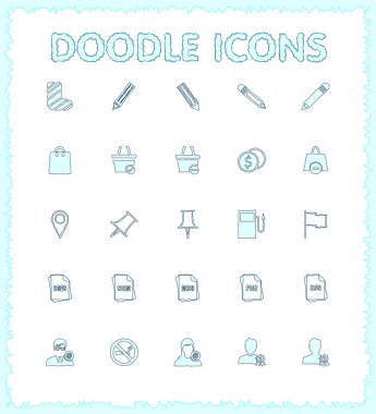 Doodle web ve mobil Icon set.