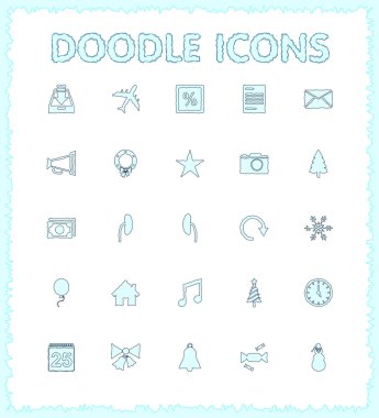 Doodle web ve mobil Icon set. 