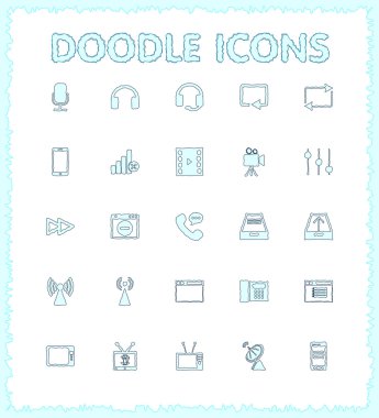 Doodle web ve mobil Icon set.