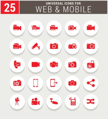 25 Evrensel ağ ve mobil simge seti.