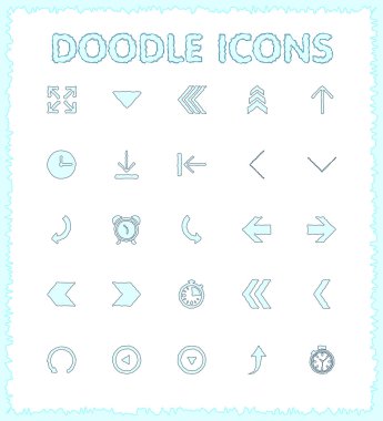 Doodle web ve mobil Icon set. 