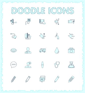 Doodle web ve mobil Icon set.